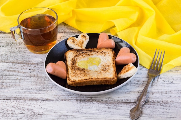 Photo breakfast for the celebration of valentine's day