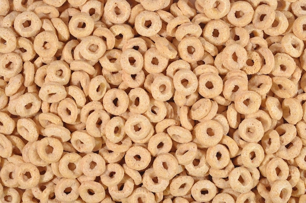 Breakfast cereal rings as background texture