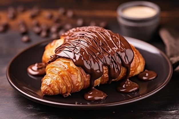 breakfast croissant with chocolate