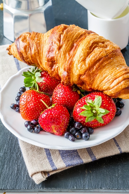 Breakfast - croissants with berries