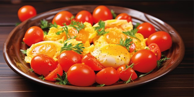 Premium AI Image | breakfast egg with tomato food background