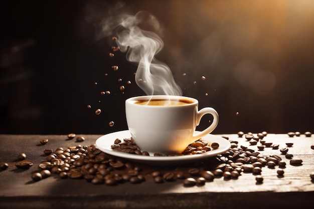 breakfast espresso drink mug aroma cafe bean brown morning cup generative ai