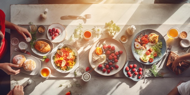 Breakfast Family Gathering Delightful Morning