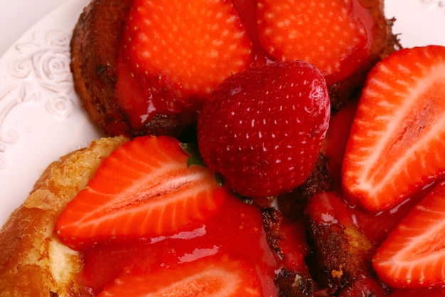 Breakfast French toast with strawberry dessert