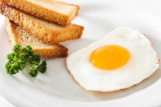 Breakfast meal - fried egg and toast