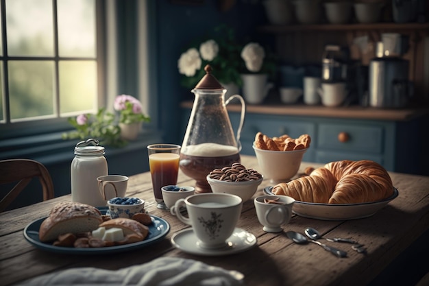 Breakfast morning background Illustration Generative AI