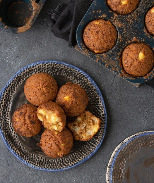 Breakfast morning tea with pastries homemade muffins