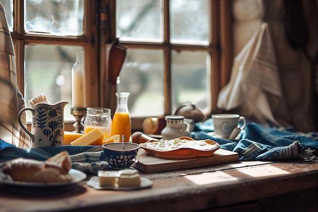 Breakfast Scene Captured in the Style of Dark