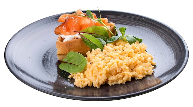 Breakfast Scrambled eggs with salmon