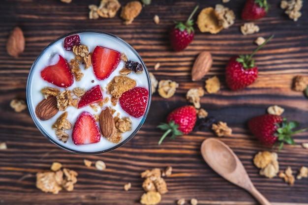 Photo breakfast served in bowl on table