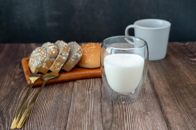 Breakfast set Sliced bread with milk