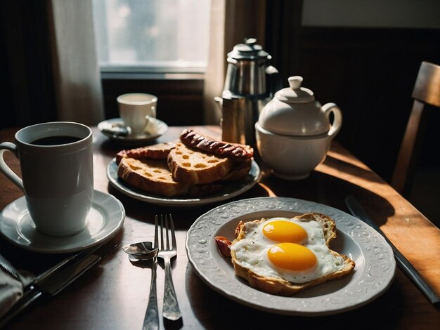 Photo breakfast table background