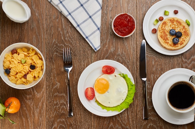 Breakfast table top view