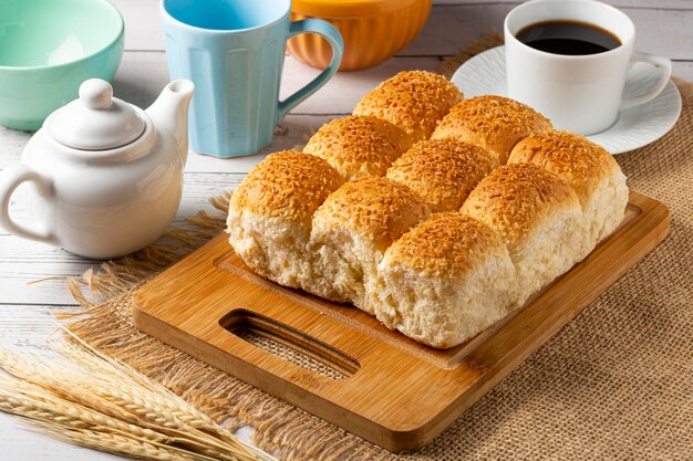 Breakfast table with coconut bread