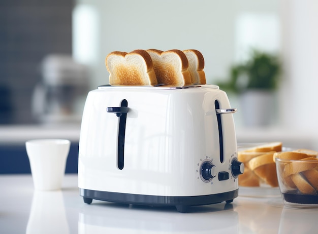 Breakfast toasts with toaster