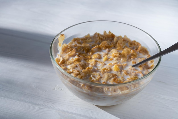 breakfast with cereal in milk