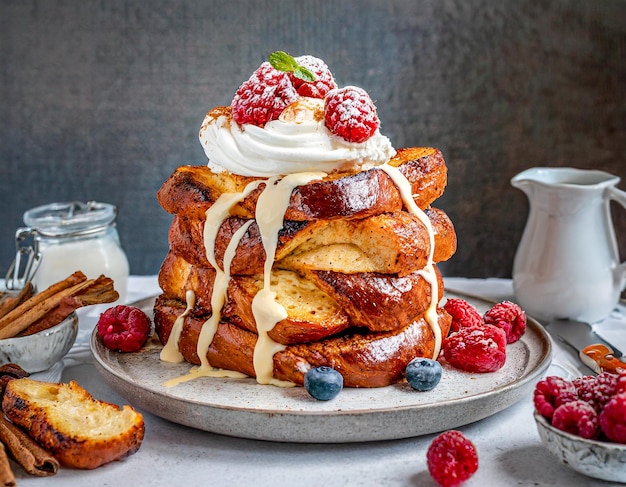 breakfast with croissants and coffee