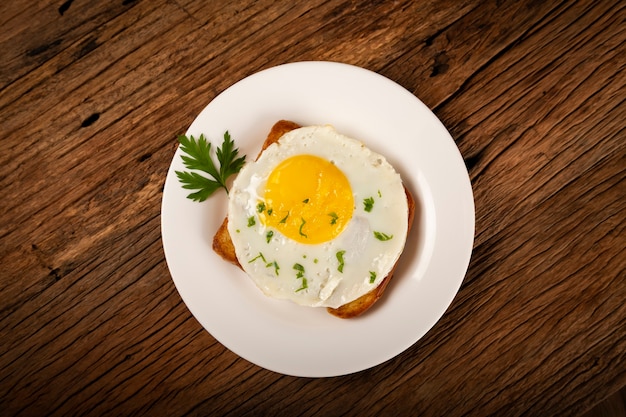 Breakfast with fried egg toast