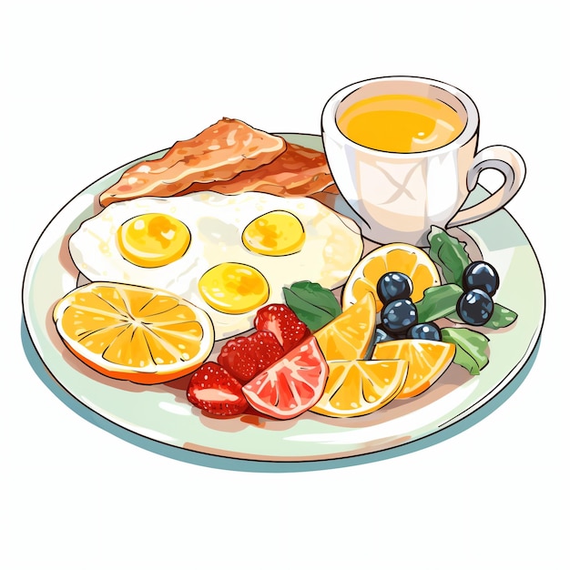 breakfast with fried eggs and coffee