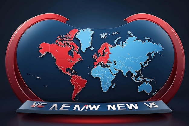 Breaking news template with 3d red and blue badge Breaking news text on dark blue with earth and world map background