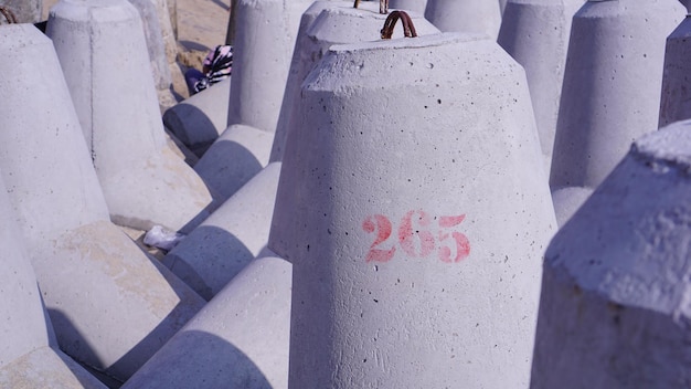 breakwater concrete in the beach