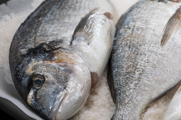 Breams cooked in salt. Baked fish.