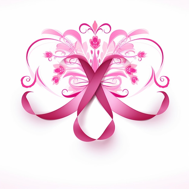 写真 乳がんに対する意識 綿の布 ピンクのリボン 組織のツリーリボン
