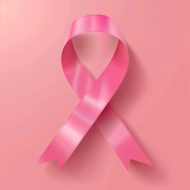 breast cancer awareness month background realistic pink ribbon with 3d text