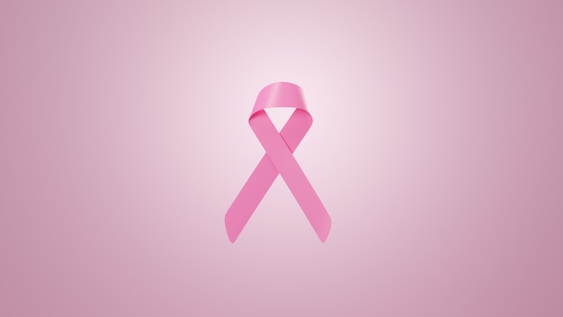 Breast Cancer Awareness Month Pink Ribbon-symbool op roze achtergrond 3D Render Illustration