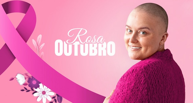 breast cancer awareness month with outubro rosa text