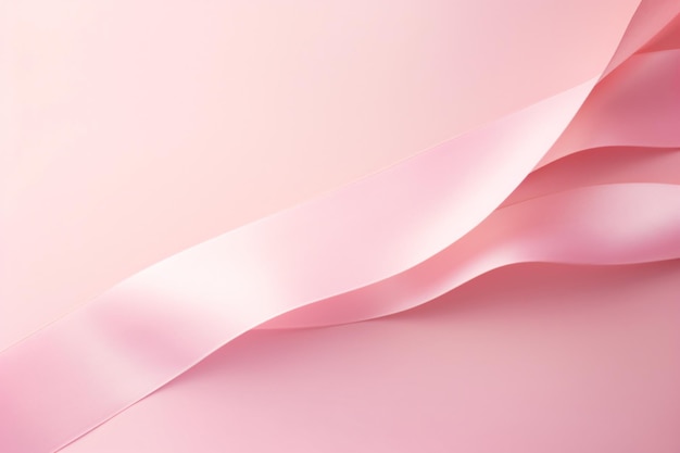 Breast cancer awareness Pink ribbon on a pastel pink colored background with copy space