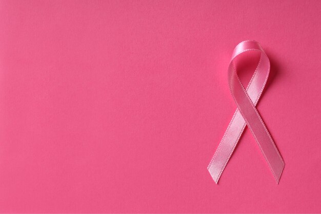 Breast Cancer Awareness Ribbon on Pink Background