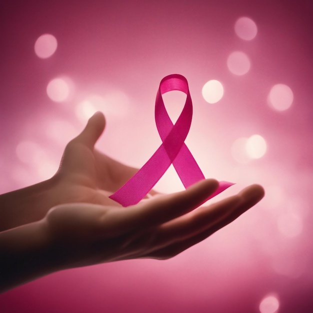 Breast Cancer awareness ribbon pink color background concept