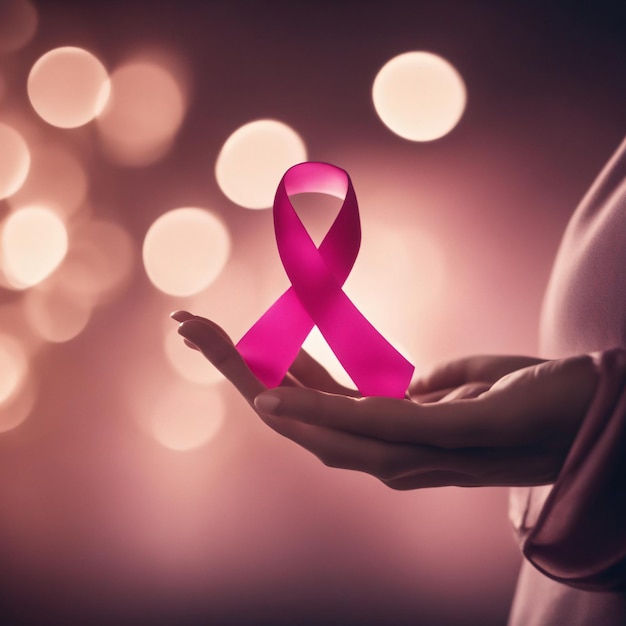 Breast Cancer awareness ribbon pink color background concept