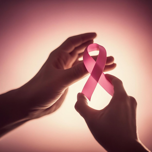 Breast Cancer awareness ribbon pink color background concept