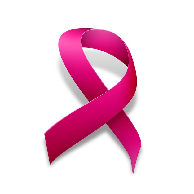 Breast cancer awareness ribbon on white background