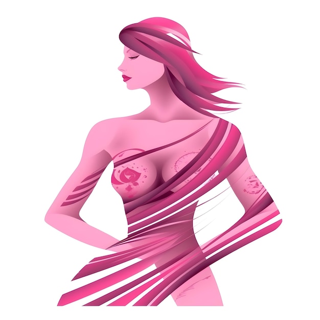 breast cancer awareness ribbon on white background