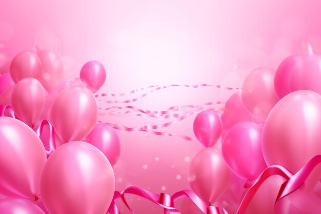Breast cancer awareness ribbon with balloon decoration background