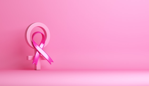 Breast cancer awareness with pink ribbon background