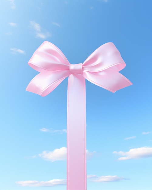 Breast cancer awareness with ribbon on sky background