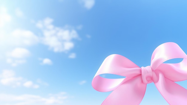 Breast cancer awareness with ribbon on sky background