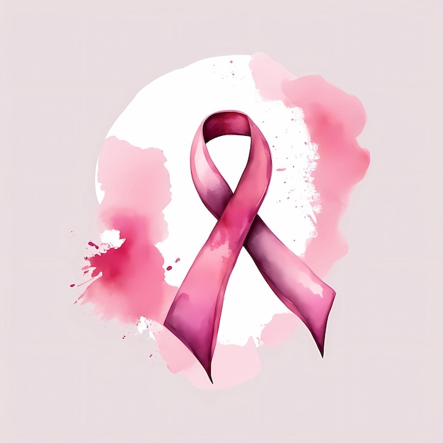 Photo breast cancer awereness emblem watercolor hand painted illustration