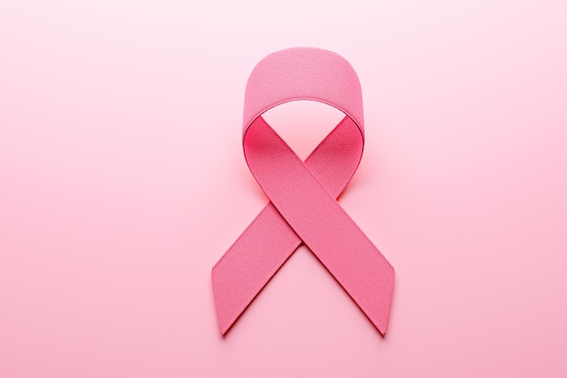 Breast cancer Pink ribbon as a symbol of breast cancer awareness 3d render