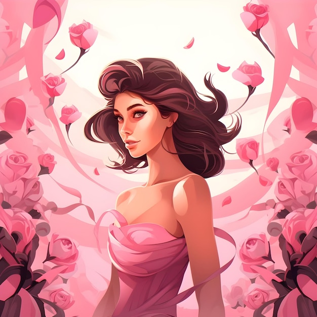 breast cancer social media campaign post featuring pink ribbon illustration