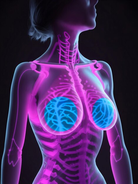 Photo breast cancer xray of woman body generative ai illustration