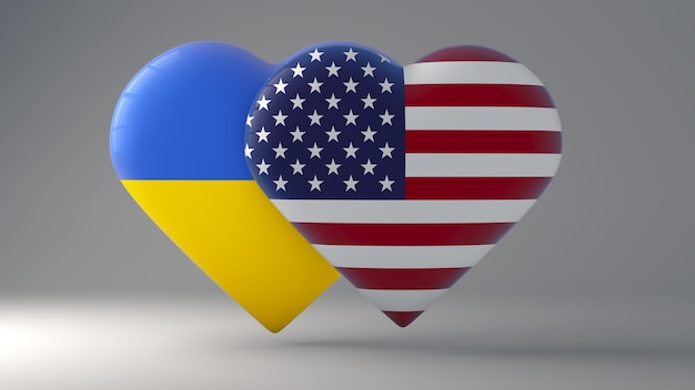 Breastplates in the shape of a heart depicting the National Flag of Ukraine and the United States