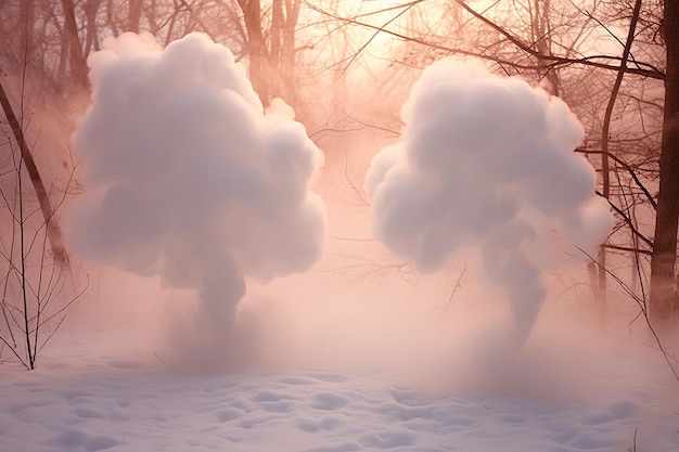 Photo the breath of cold weather exhaling white puffs