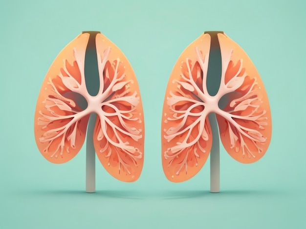 Photo breath of life lungs 3d rendering in a very simple style