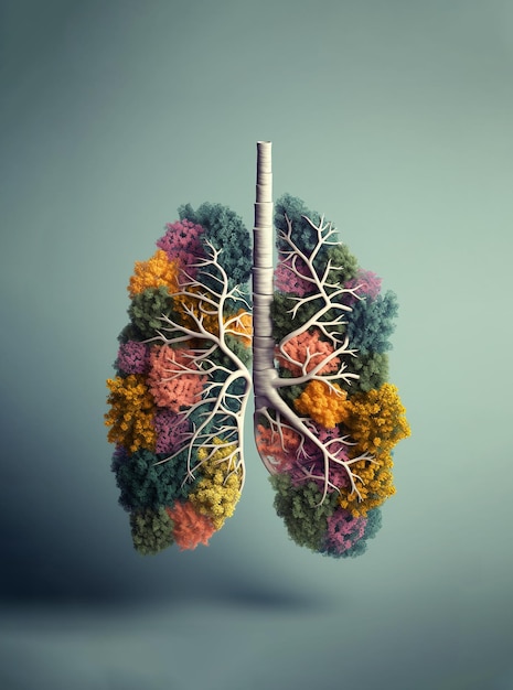 Breath of Nature Lungs are made of trees leaves and flowers