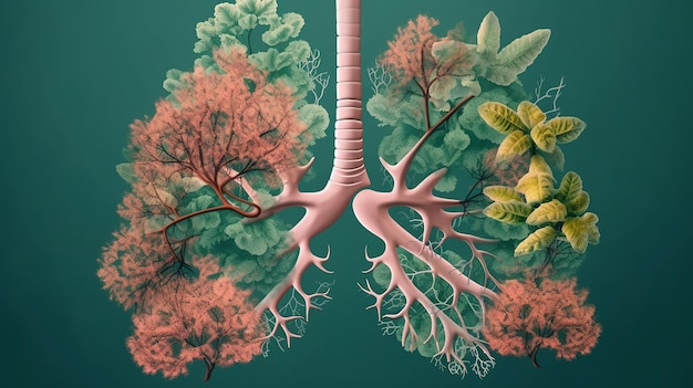 Breath of Nature Lungs are made of trees leaves and flowers